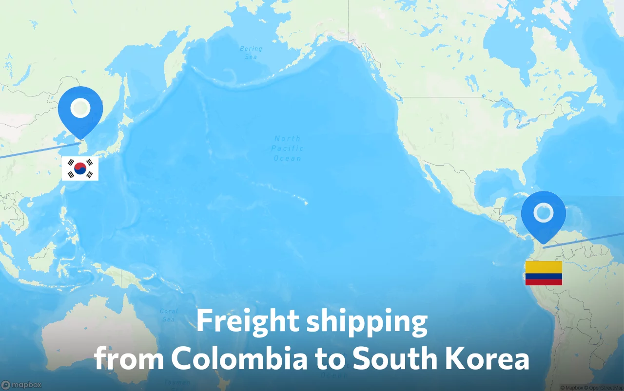 Shipping route from Colombia to South Korea