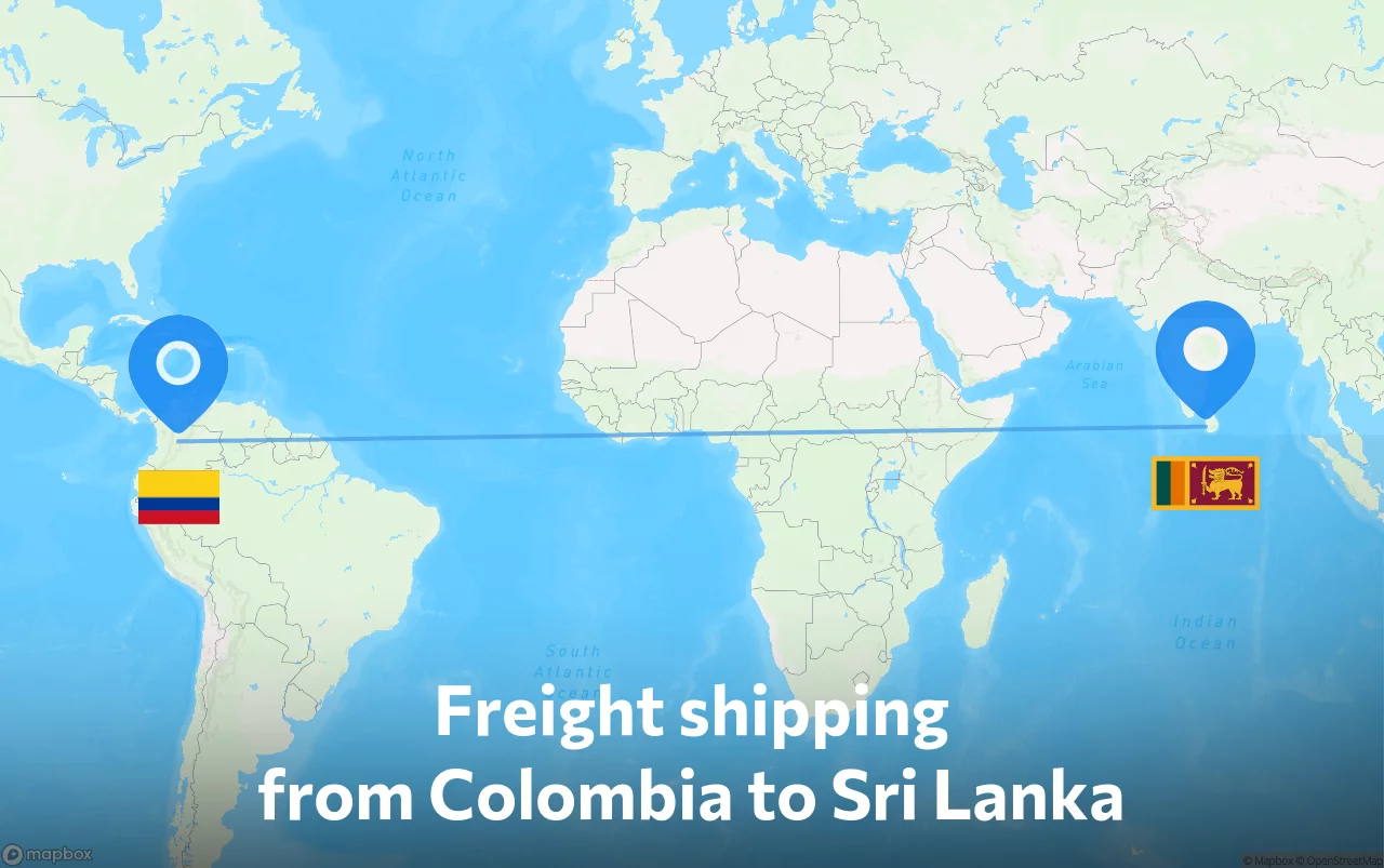Shipping route from Colombia to Sri Lanka