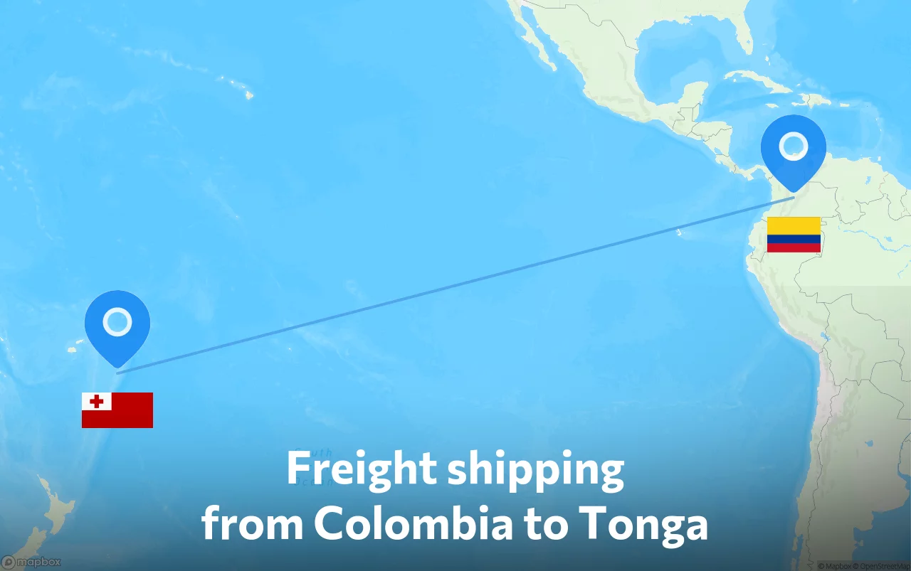 Shipping route from Colombia to Tonga