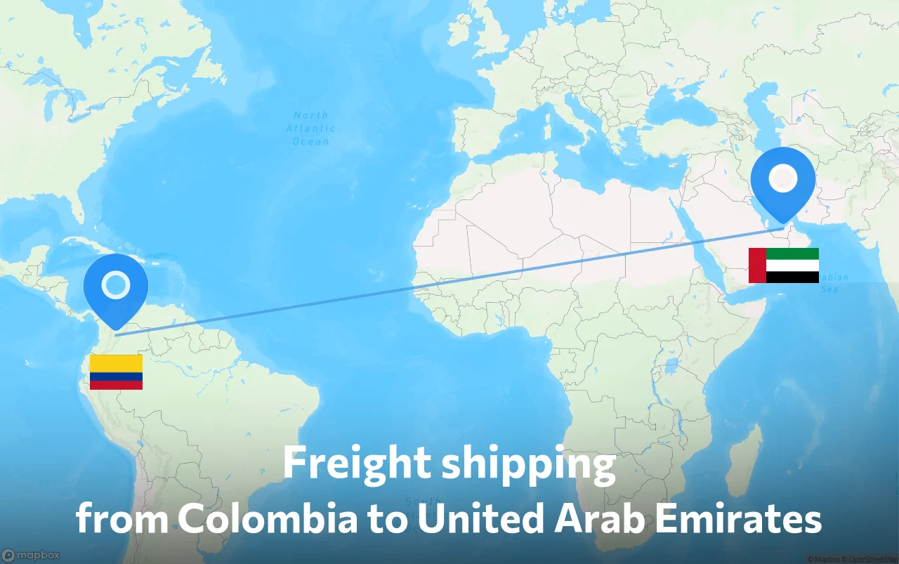 Shipping route from Colombia to United Arab Emirates
