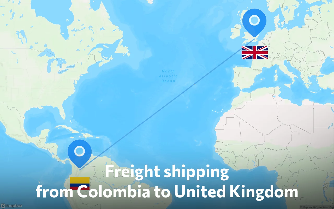 Shipping route from Colombia to United Kingdom