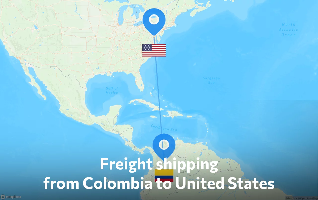 Shipping route from Colombia to United States