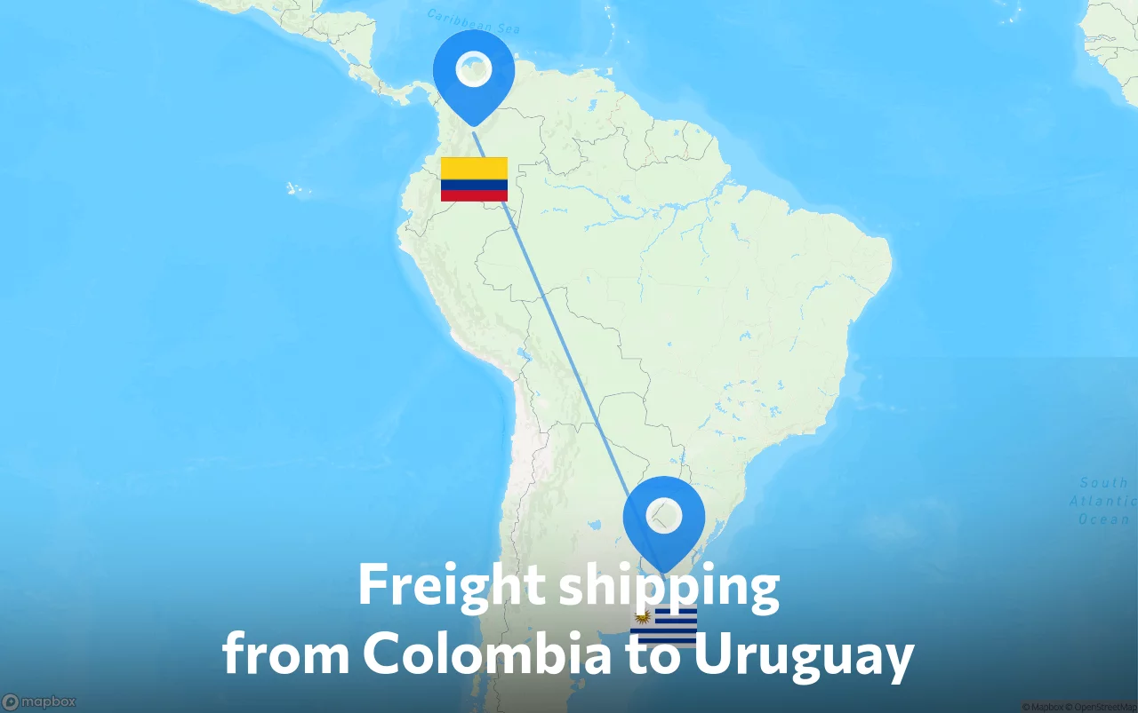 Shipping route from Colombia to Uruguay