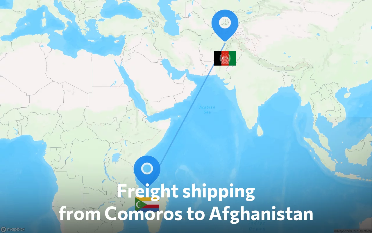 Shipping route from Comoros to Afghanistan