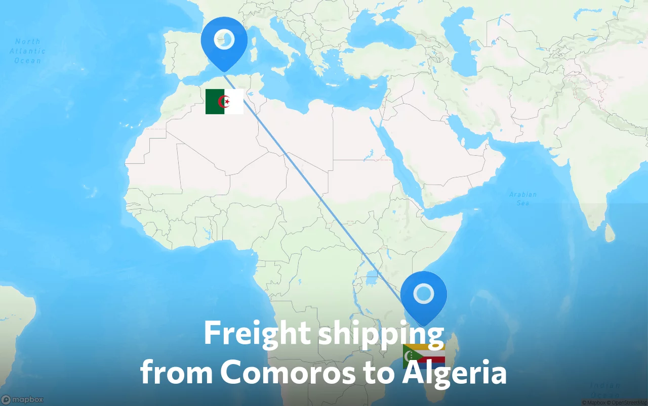 Shipping route from Comoros to Algeria