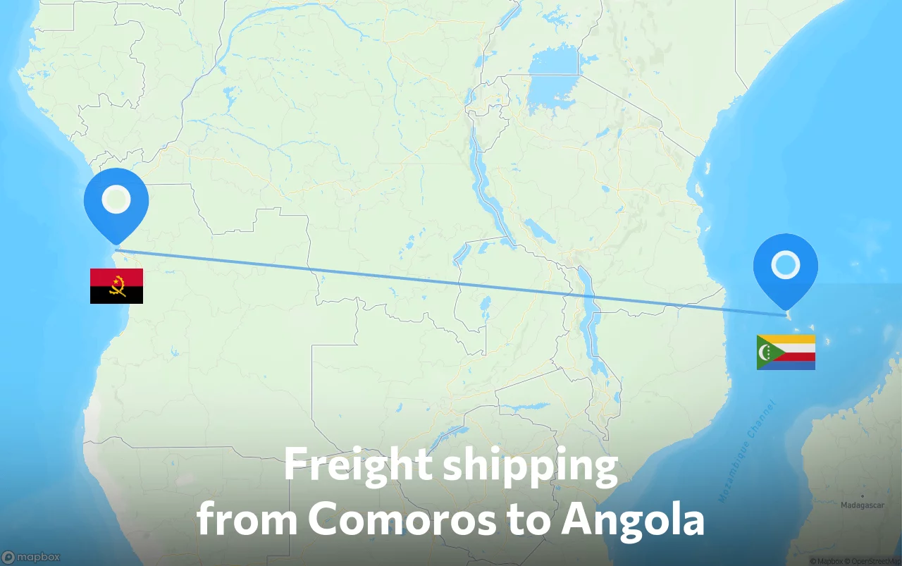 Shipping route from Comoros to Angola
