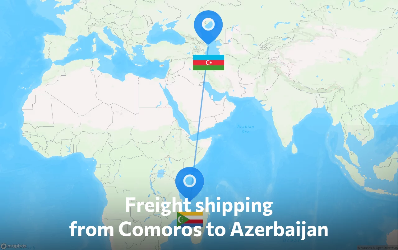 Shipping route from Comoros to Azerbaijan