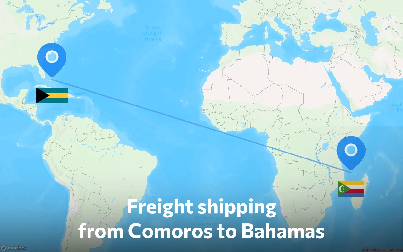 Shipping route from Comoros to Bahamas