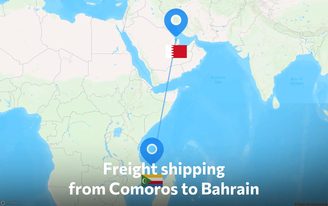Shipping route from Comoros to Bahrain