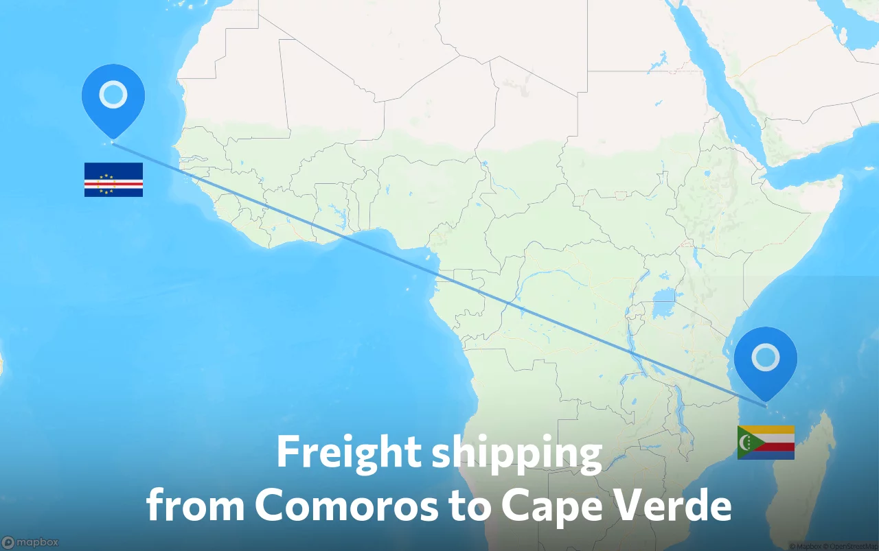 Shipping route from Comoros to Cape Verde