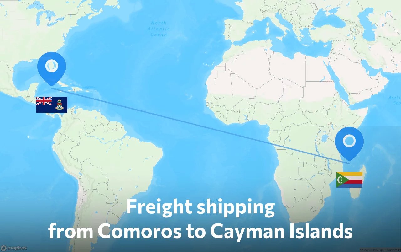 Shipping route from Comoros to Cayman Islands