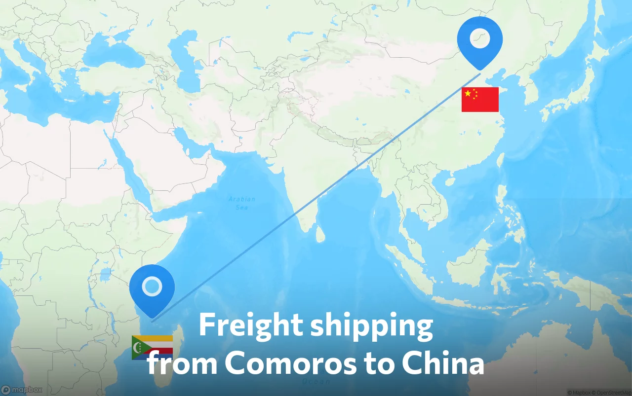 Shipping route from Comoros to China