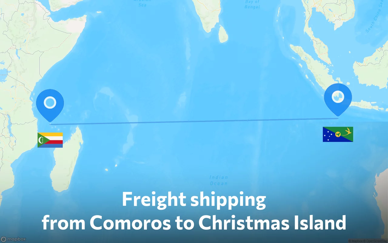 Shipping route from Comoros to Christmas Island