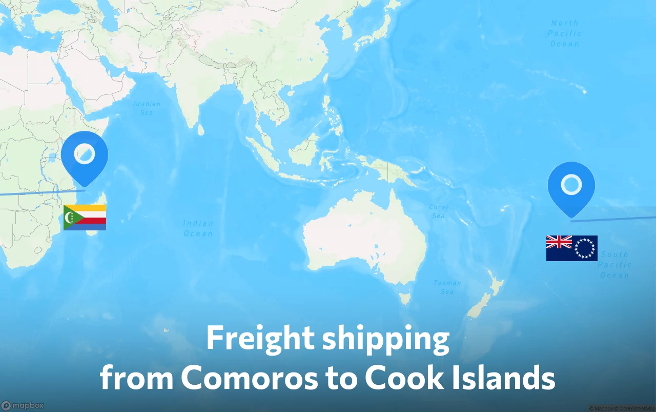 Shipping route from Comoros to Cook Islands