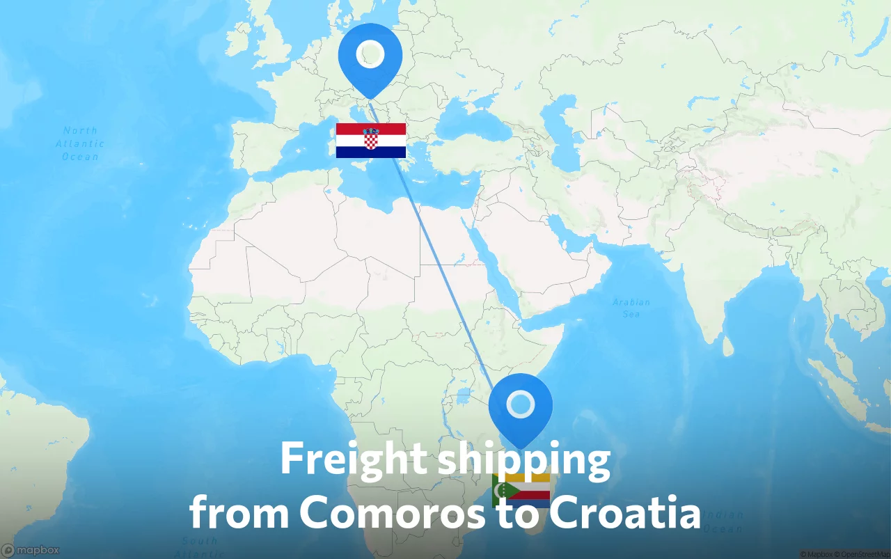 Shipping route from Comoros to Croatia