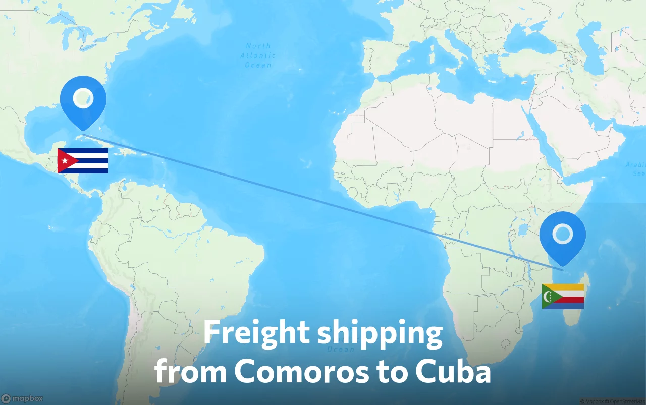 Shipping route from Comoros to Cuba