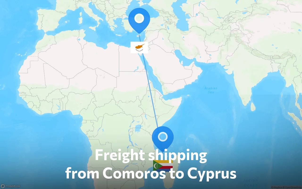 Shipping route from Comoros to Cyprus