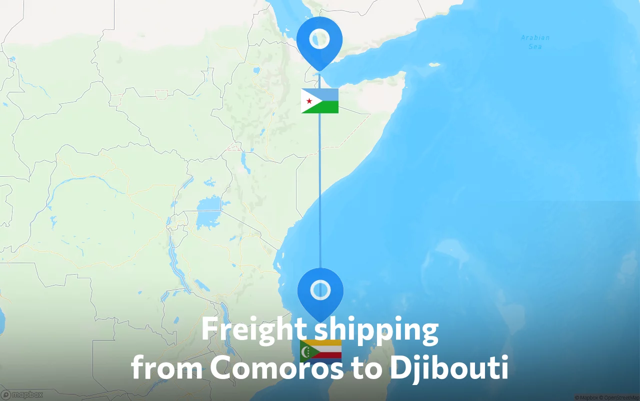 Shipping route from Comoros to Djibouti