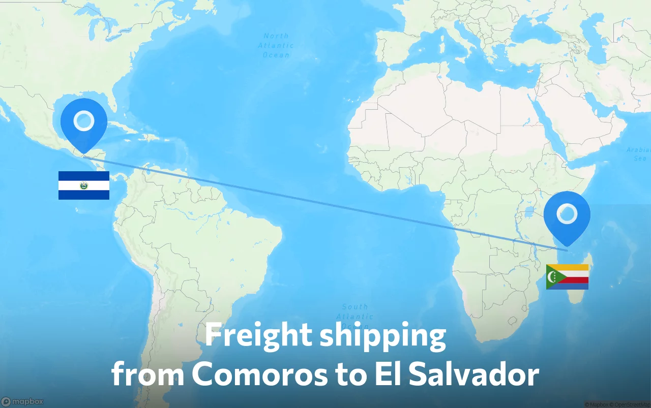 Shipping route from Comoros to El Salvador