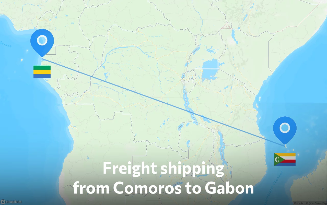 Shipping route from Comoros to Gabon
