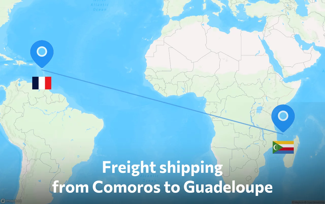 Shipping route from Comoros to Guadeloupe