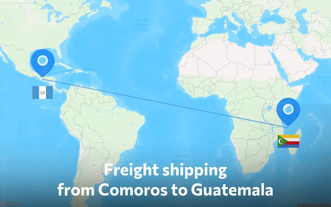 Shipping route from Comoros to Guatemala