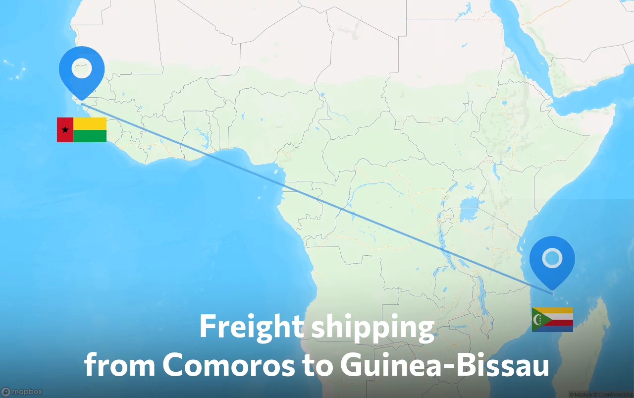 Shipping route from Comoros to Guinea-Bissau