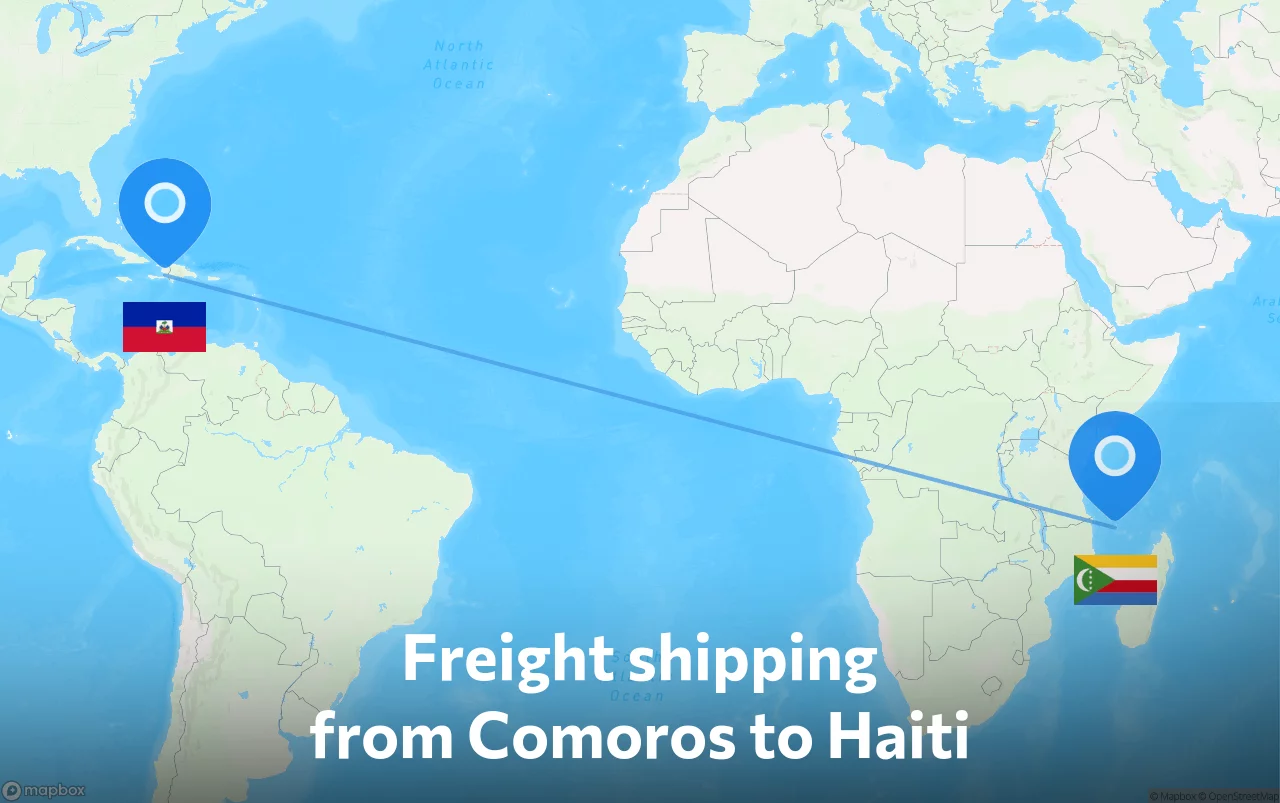 Shipping route from Comoros to Haiti