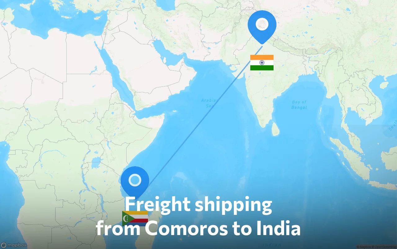 Shipping route from Comoros to India
