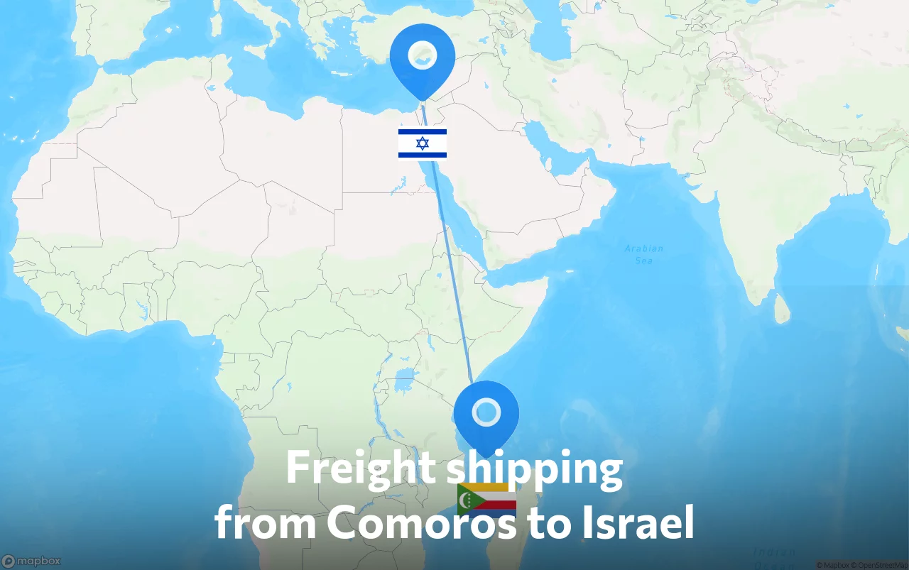 Shipping route from Comoros to Israel
