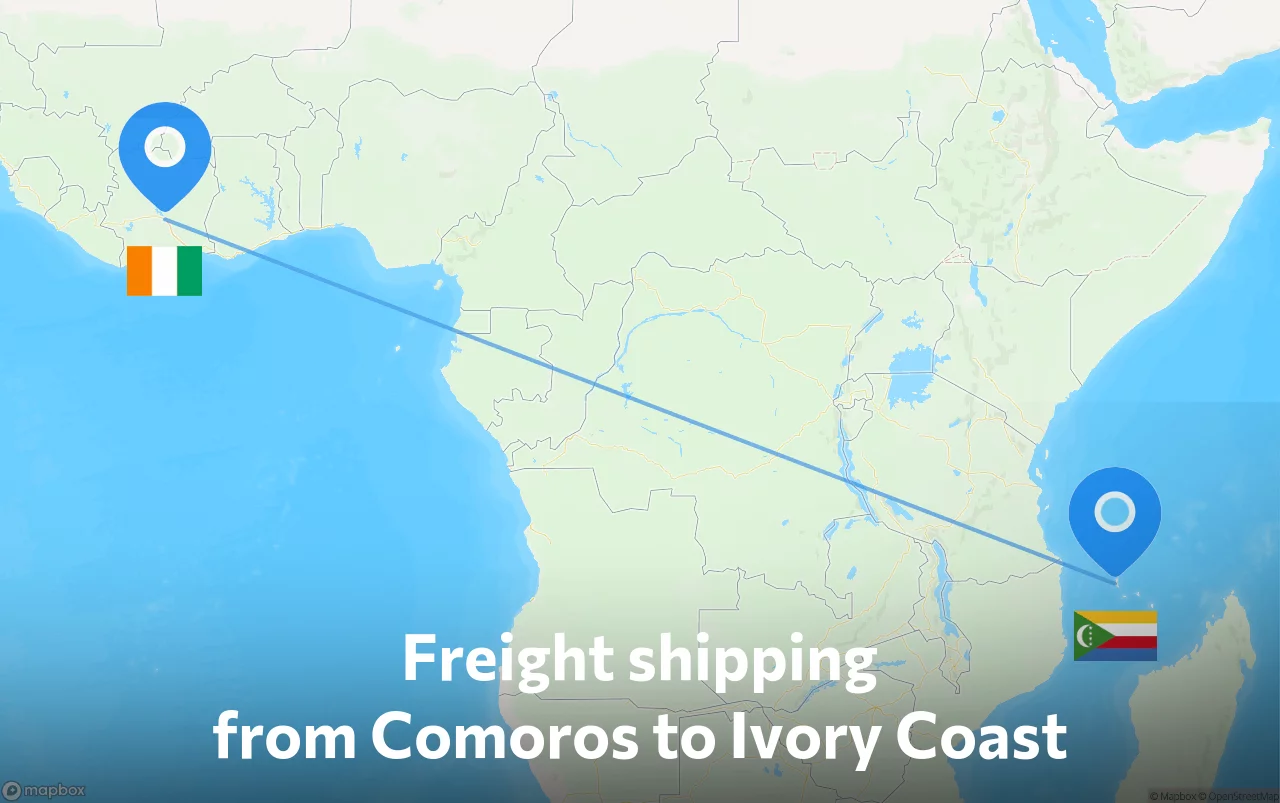 Shipping route from Comoros to Ivory Coast
