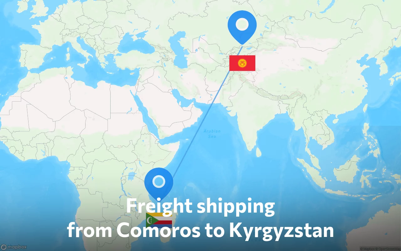 Shipping route from Comoros to Kyrgyzstan