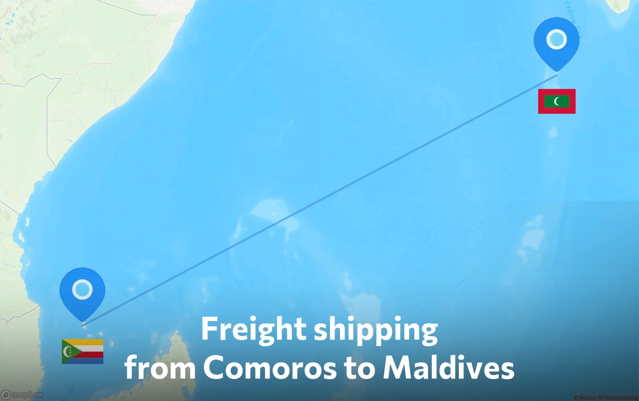 Shipping route from Comoros to Maldives