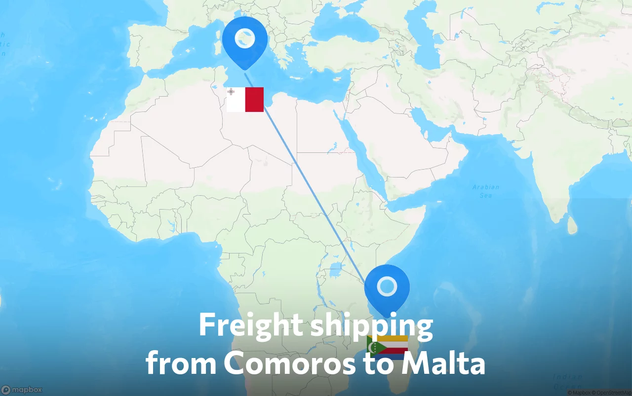 Shipping route from Comoros to Malta