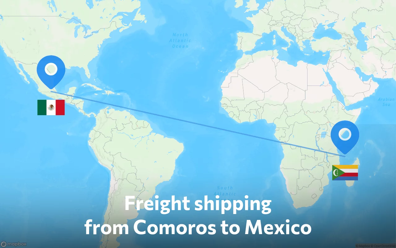 Shipping route from Comoros to Mexico