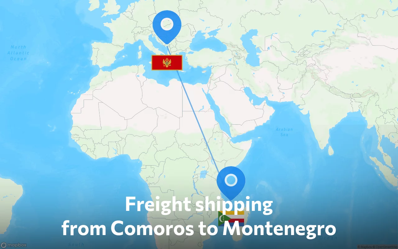 Shipping route from Comoros to Montenegro