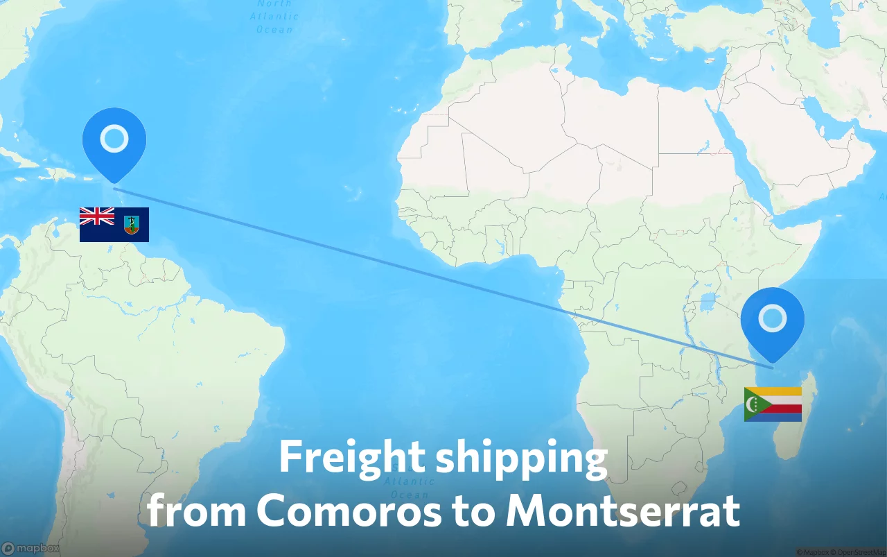 Shipping route from Comoros to Montserrat