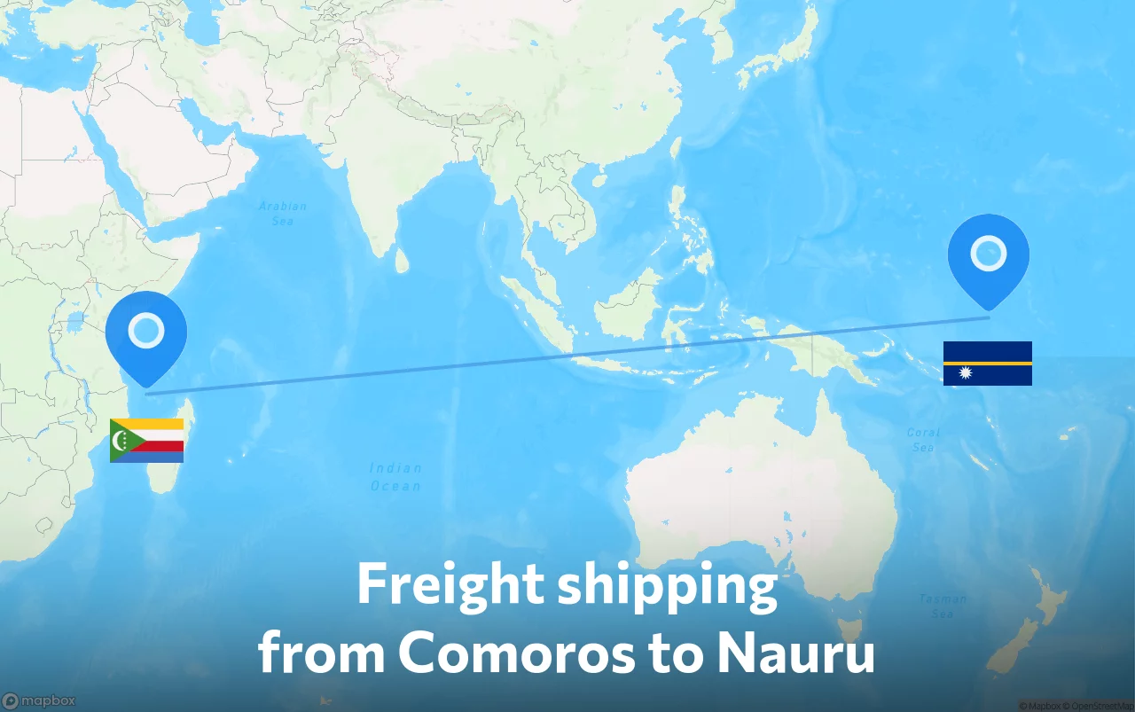 Shipping route from Comoros to Nauru