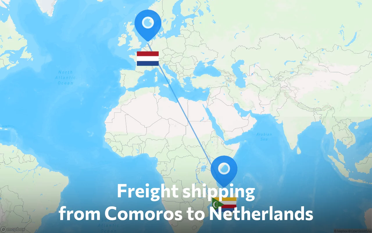 Shipping route from Comoros to Netherlands