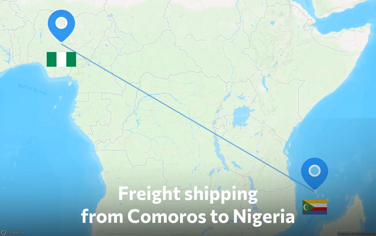 Shipping route from Comoros to Nigeria