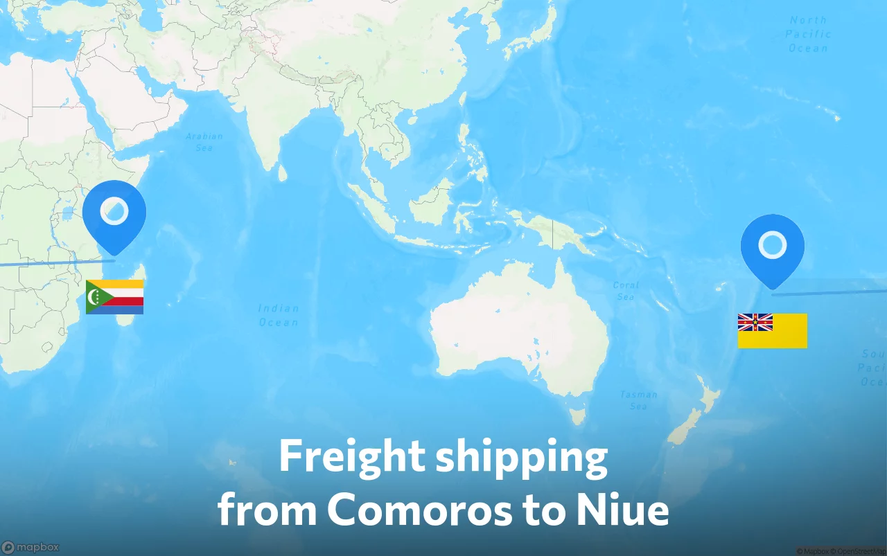 Shipping route from Comoros to Niue