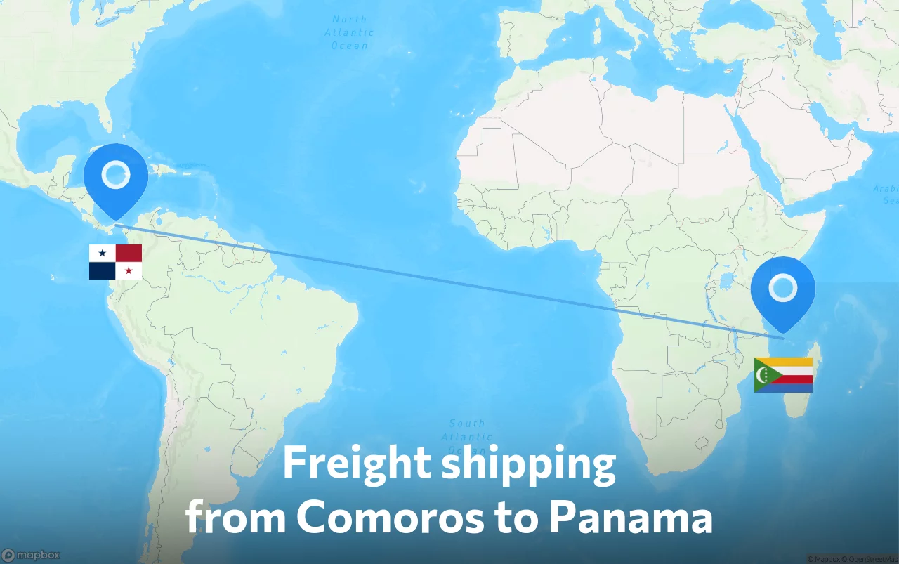 Shipping route from Comoros to Panama