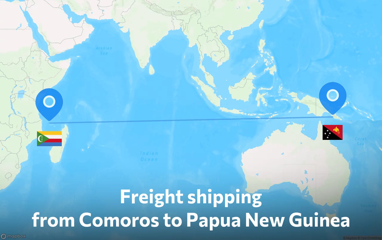 Shipping route from Comoros to Papua New Guinea