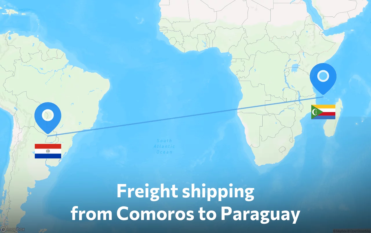 Shipping route from Comoros to Paraguay