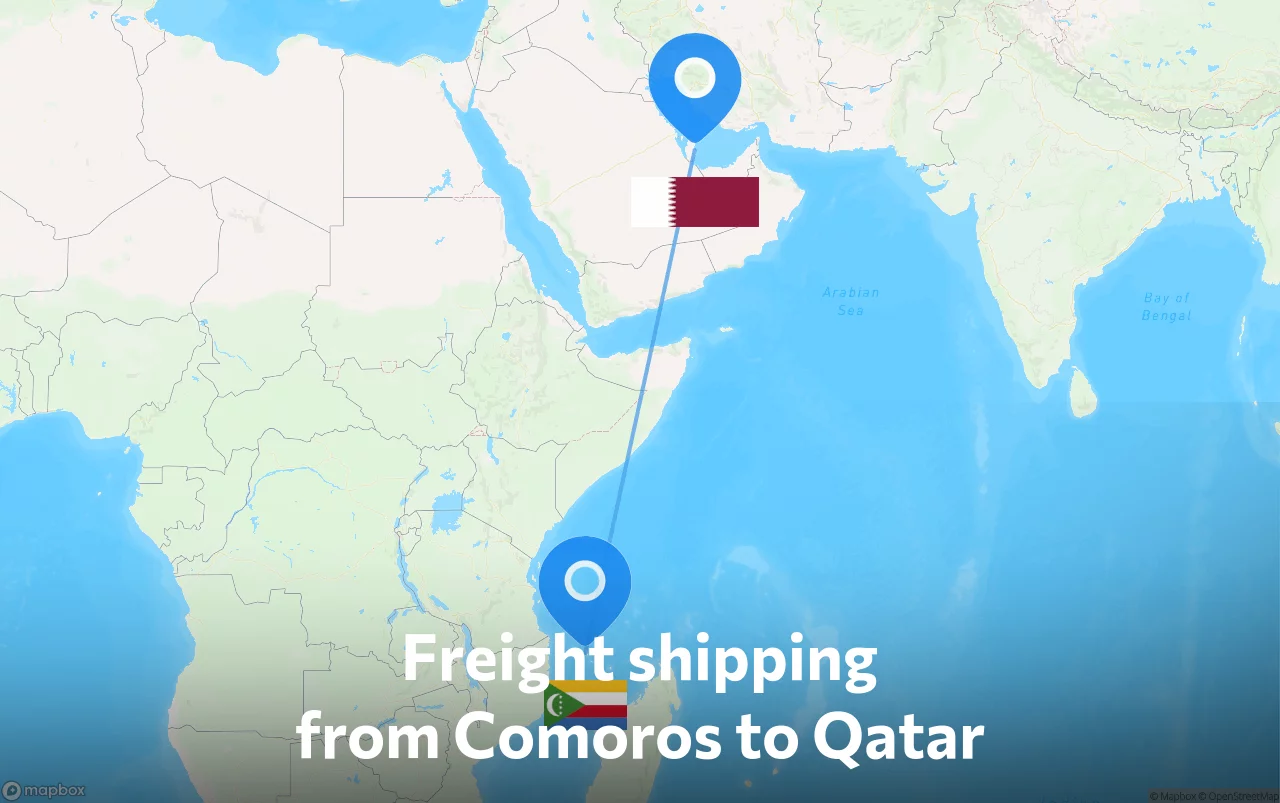 Shipping route from Comoros to Qatar