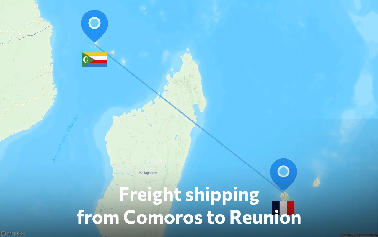 Shipping route from Comoros to Reunion