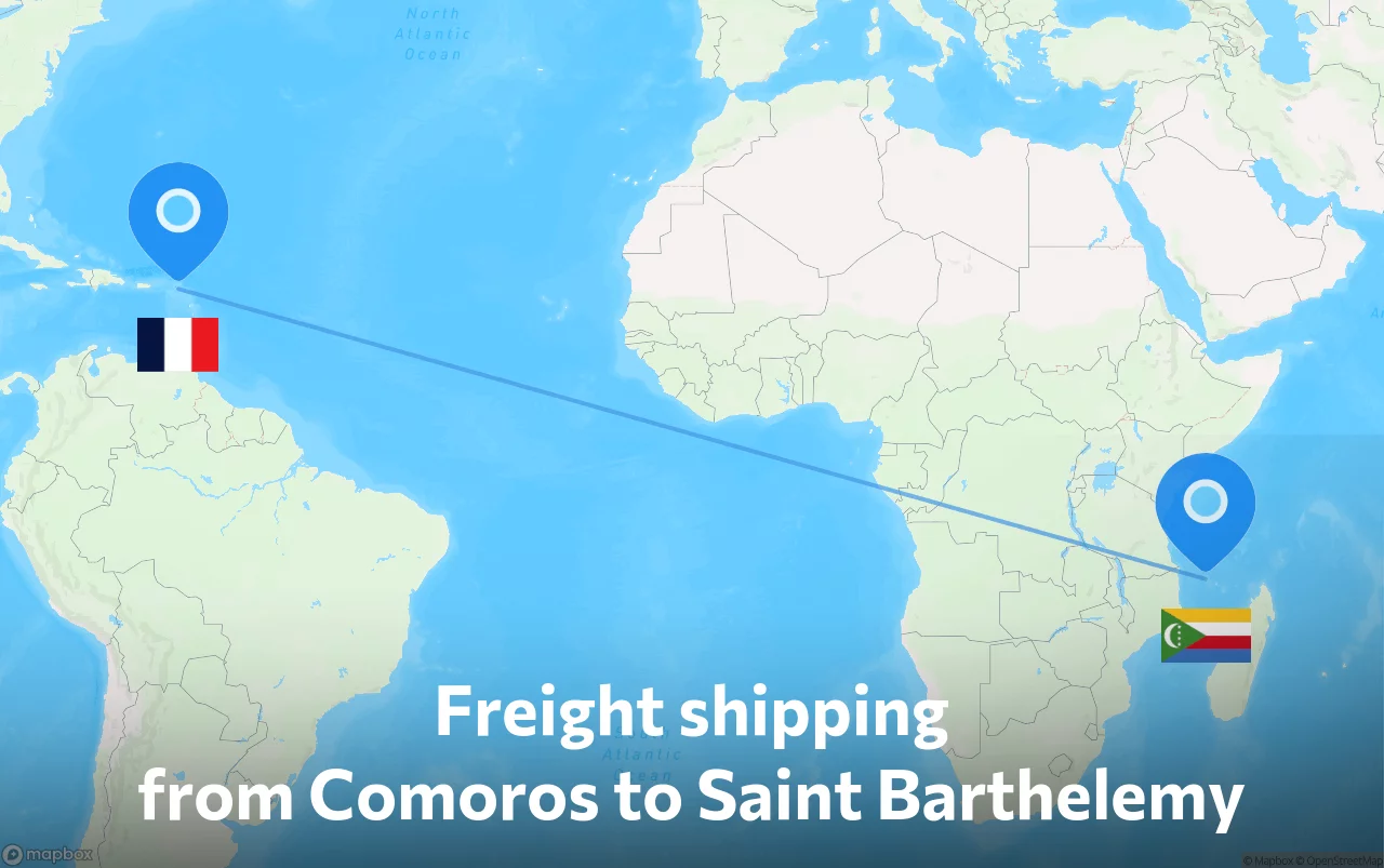 Shipping route from Comoros to Saint Barthelemy