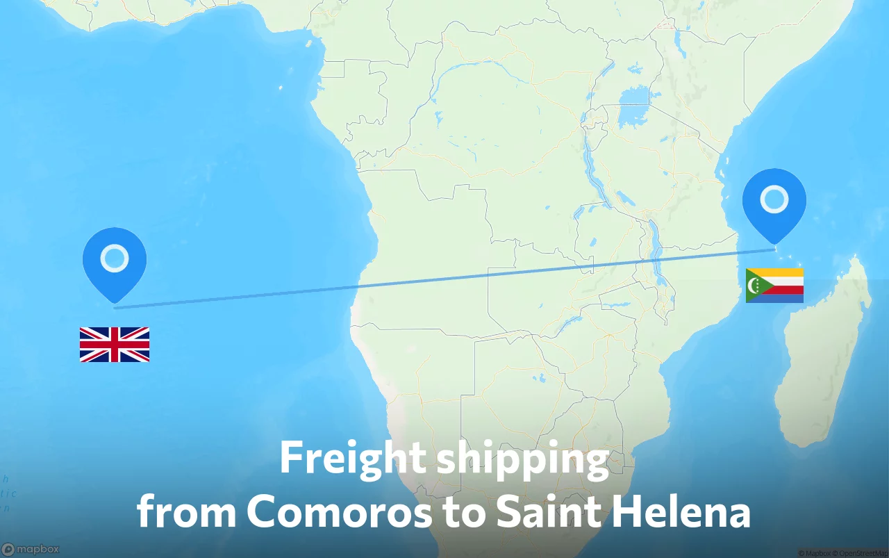 Shipping route from Comoros to Saint Helena