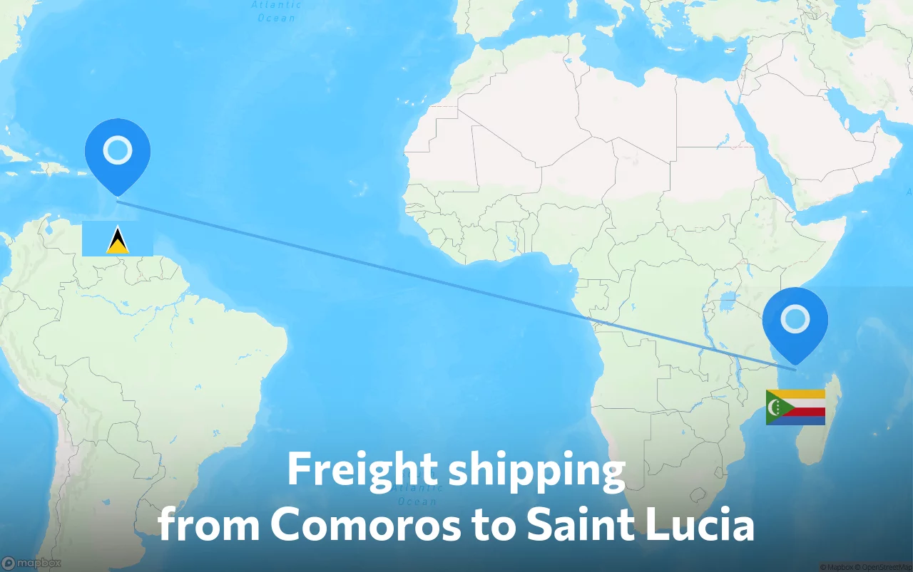 Shipping route from Comoros to Saint Lucia