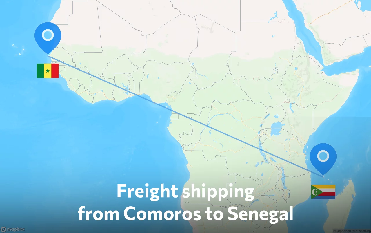 Shipping route from Comoros to Senegal